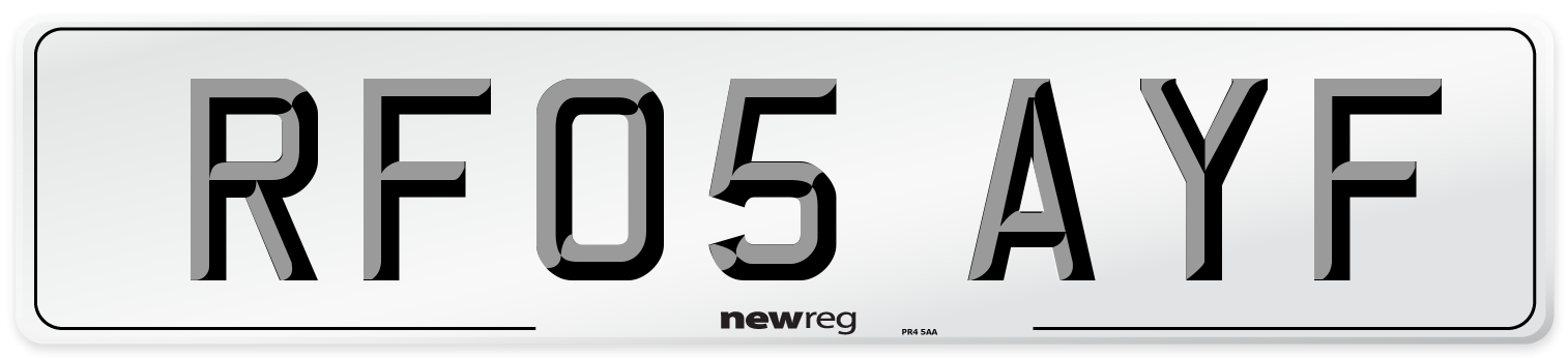 RF05 AYF Number Plate from New Reg